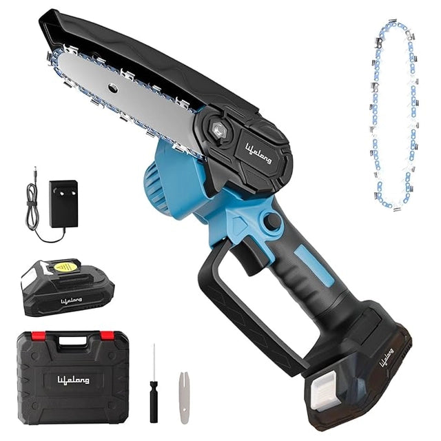 Professional 6" Cordless Mini Chainsaw | 20V Rechargeable Pruning Saw Kit